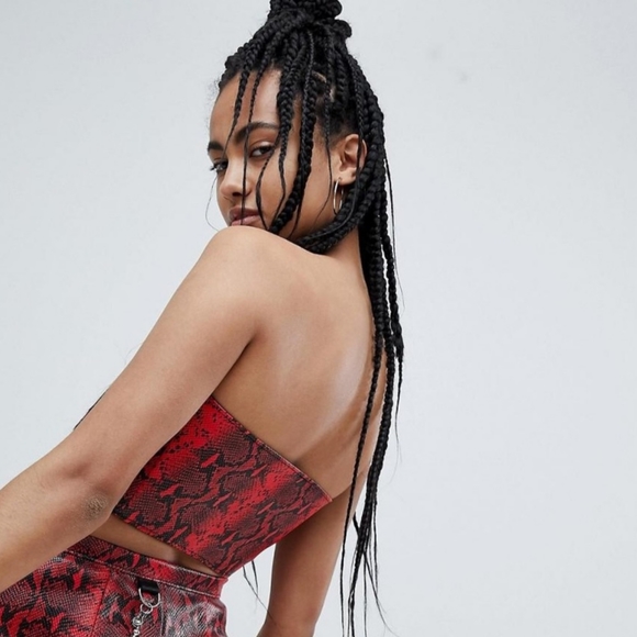 Free People The Ragged Priest Red Snake Skin Tube Top - Picture 2 of 11